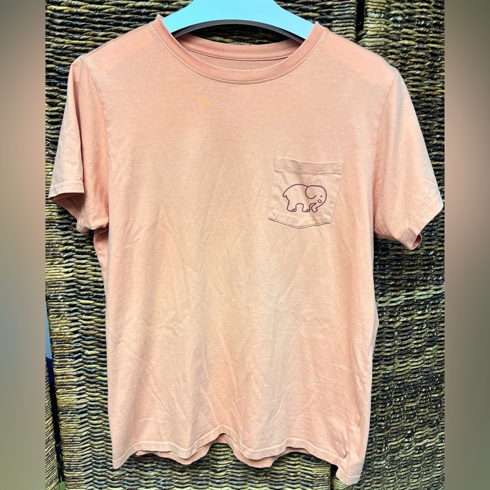 Ivory Ella Coral T-Shirt‎ with Elephant Pocket- Leopard back- Large